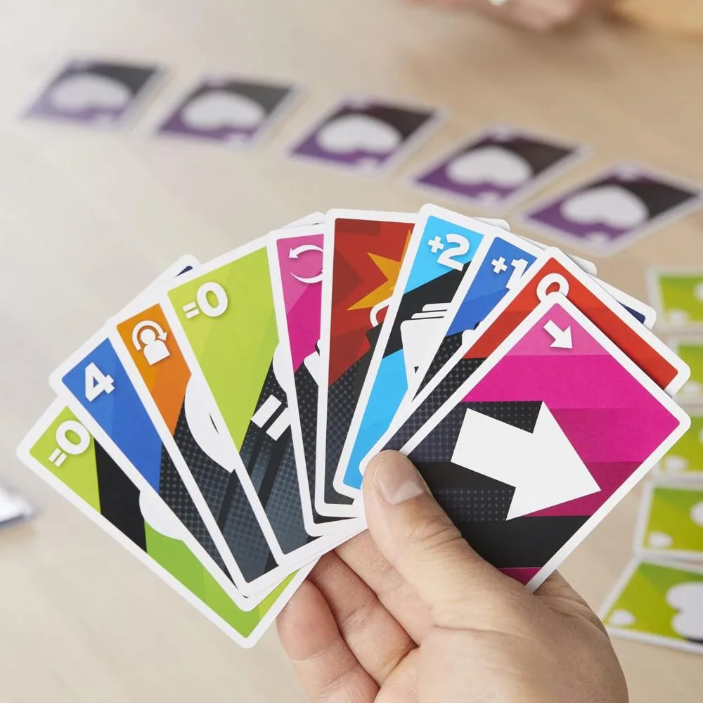 A hand holding 5 Alive cards over a table, including =0 and Draw cards