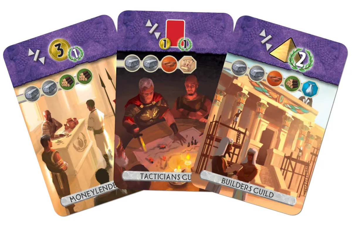 Three purple Guild cards