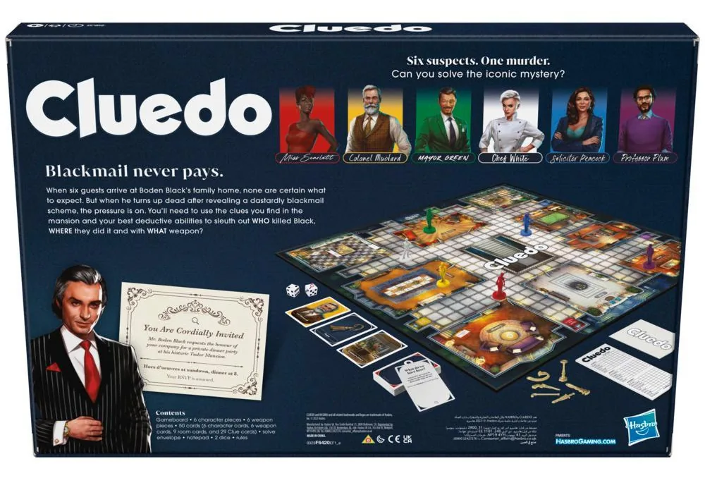 The back of the Cluedo box
