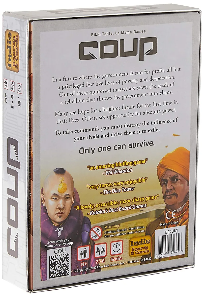 The back of the Coup box