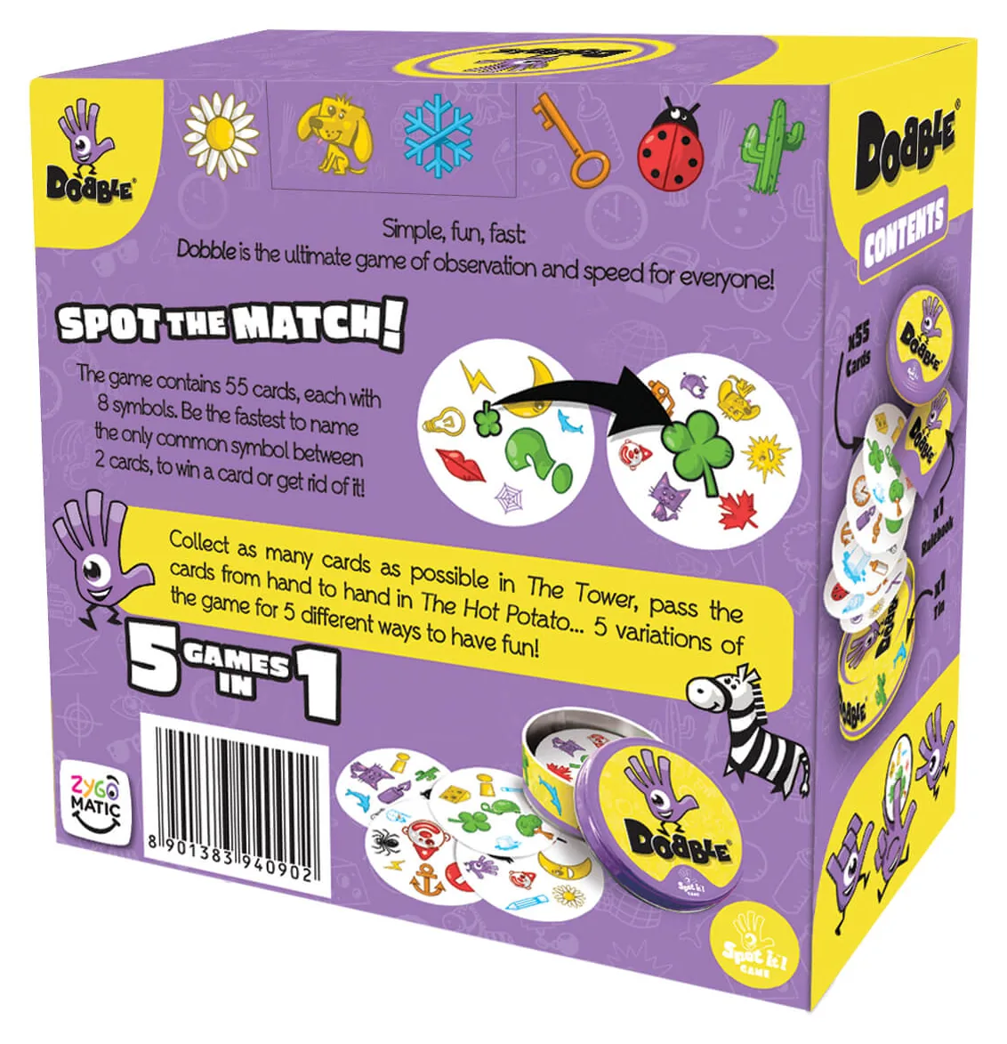 The back of the Funskool Dobble box