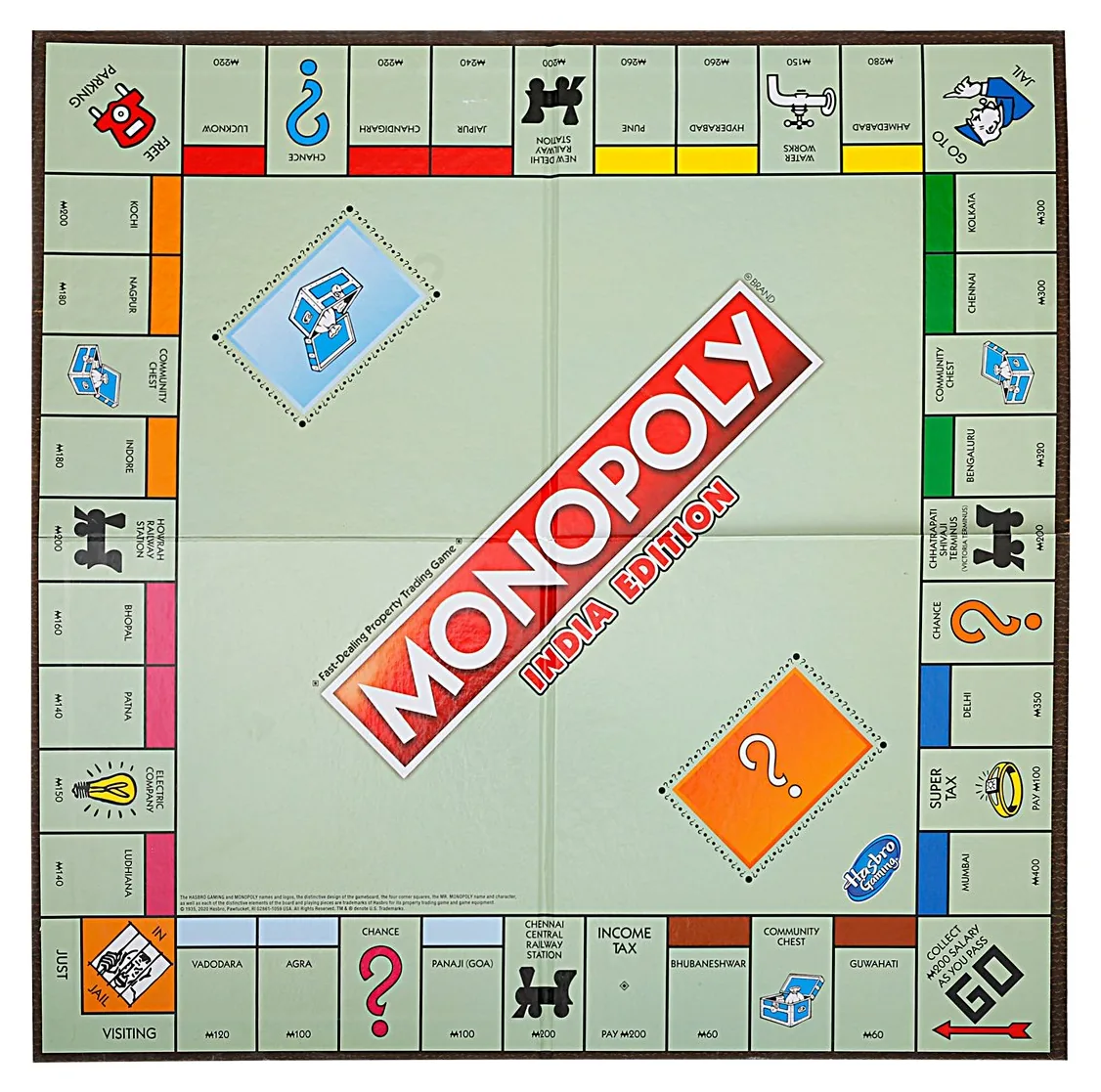 The Monopoly India Edition board, with Indian city spaces and railway stations around the edge