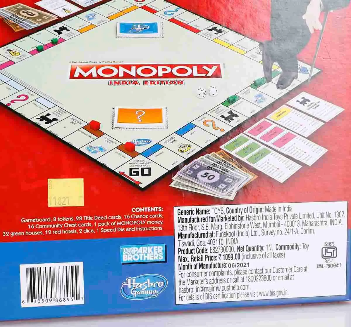 The back of the Monopoly India Edition box