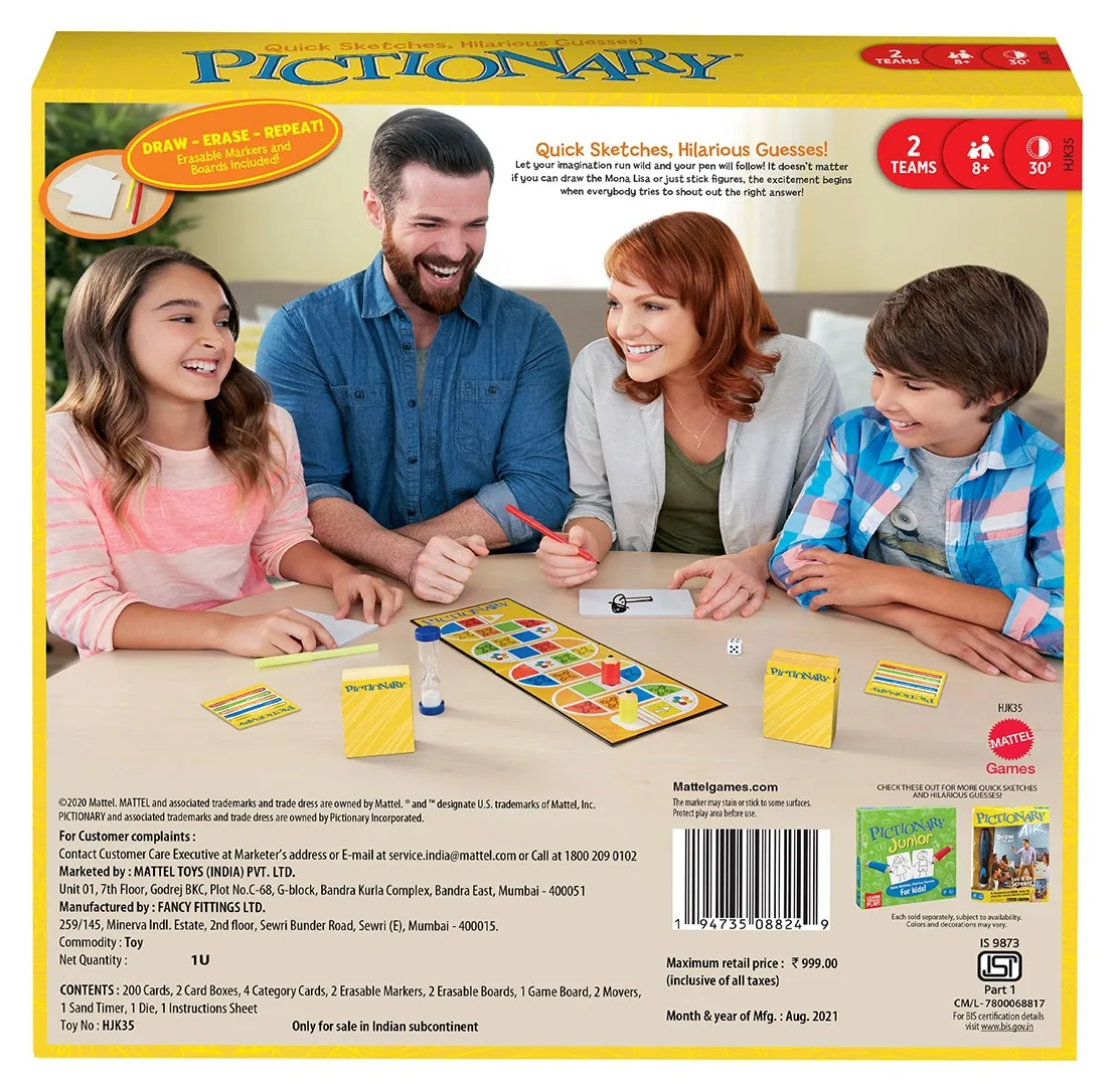 The back of the Pictionary India Special box