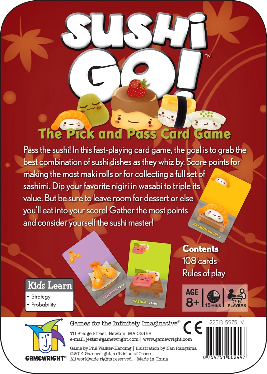 The back of the Sushi Go! tin