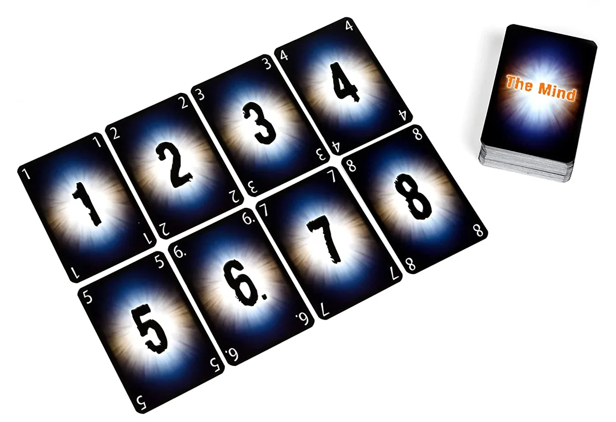 Level cards 1 to 8 laid out in two rows next to the deck